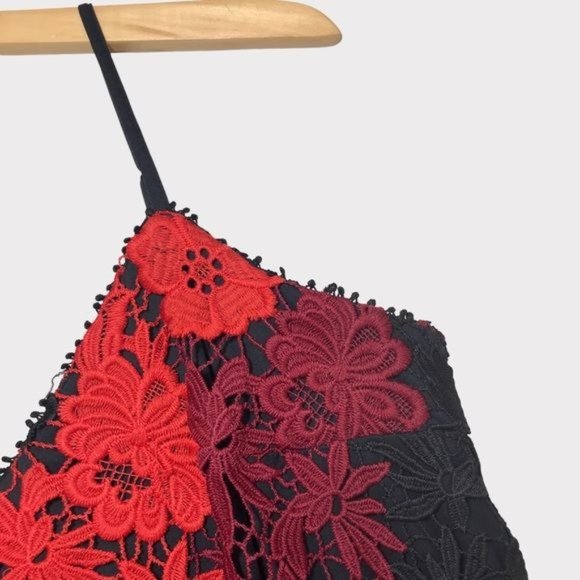 BEBE Floral Embroidered Spaghetti Strap Midi Dress Size 4 - Picture 7 of 12